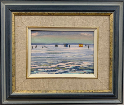 02 - Ice Fishing, Arnprior 1994 (5x7 in. oil on canvas, framed)