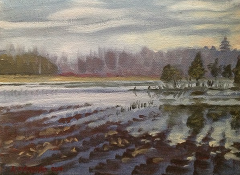 04 - Flooded Fields 2014 (6x8 in. Oil on canvas, framed)