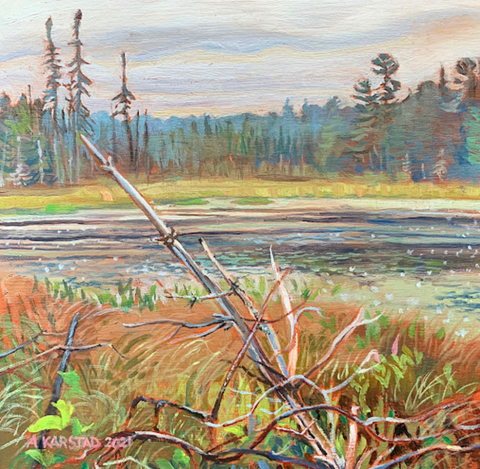 Dumoine Moose Marsh (original oil painting, 6 x 6 in.)