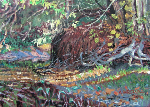 Fern Bank on the North Castor (original oil painting, 5 x 7 in.)