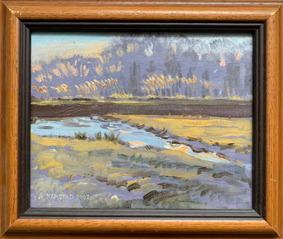 New Jersey Dyke, 2002 (framed original oil painting, 8 x 10 in.)