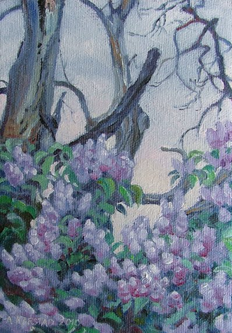 13 - Lilac Cascade (oil on canvas 5 x 7 in, framed)