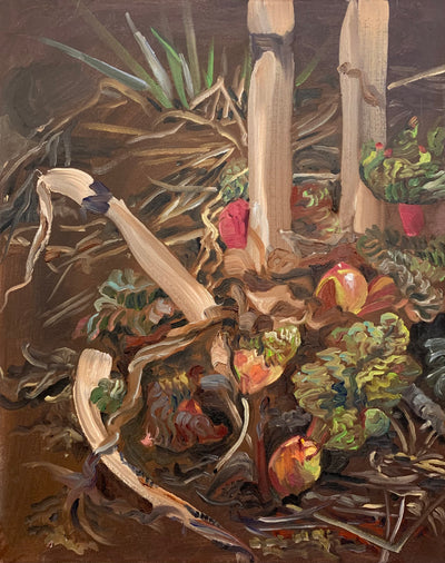 44 - Unfinished Rhubarb 2010? (16x20 in. oil on canvas, unframed, unsigned)